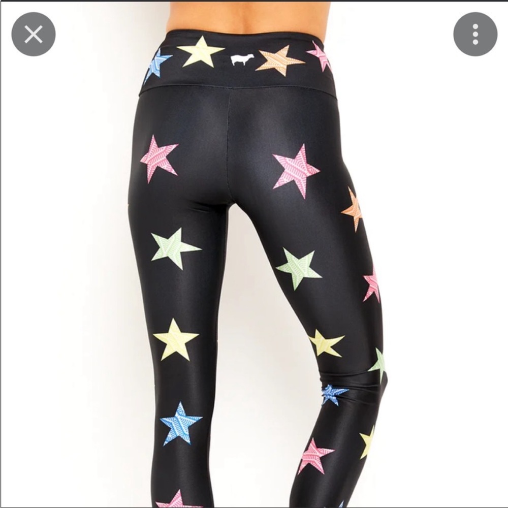 Goldsheep rainbow stars black athletic leggings S